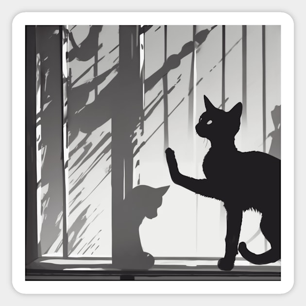 Kittens Shadow Silhouette Anime Style Collection No. 47 Sticker by cornelliusy